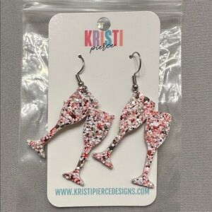 Snap Multicolor Glitter Champagne Earrings